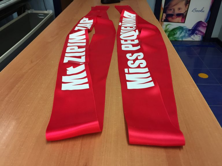 Bandas miss personalizadas con texto GECONA publicidad